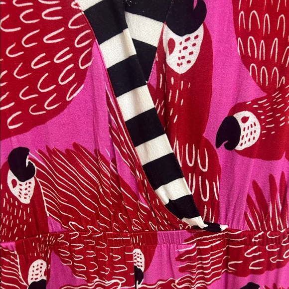Farm Rio Salma Pink and Red Parrot Print Romper - Picture 3 of 6
